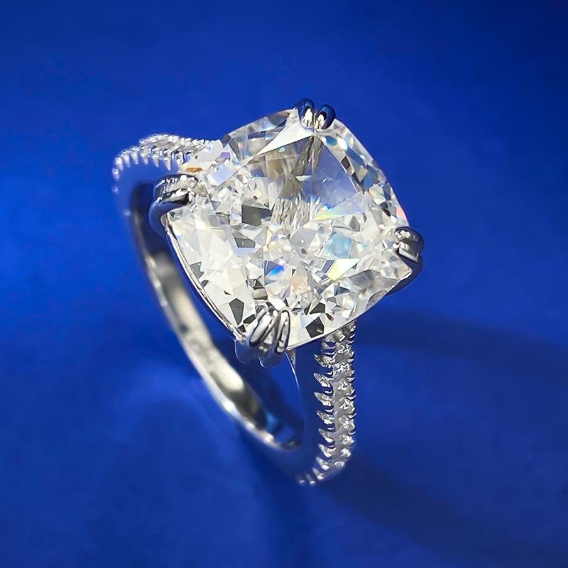 NO.023 S925 Sterling Silver Ice Flower Cut Square Ring 10*10mm 8A Cubic Zirconia Ring fashion jewelry accessory woman girl promise ring Springtok