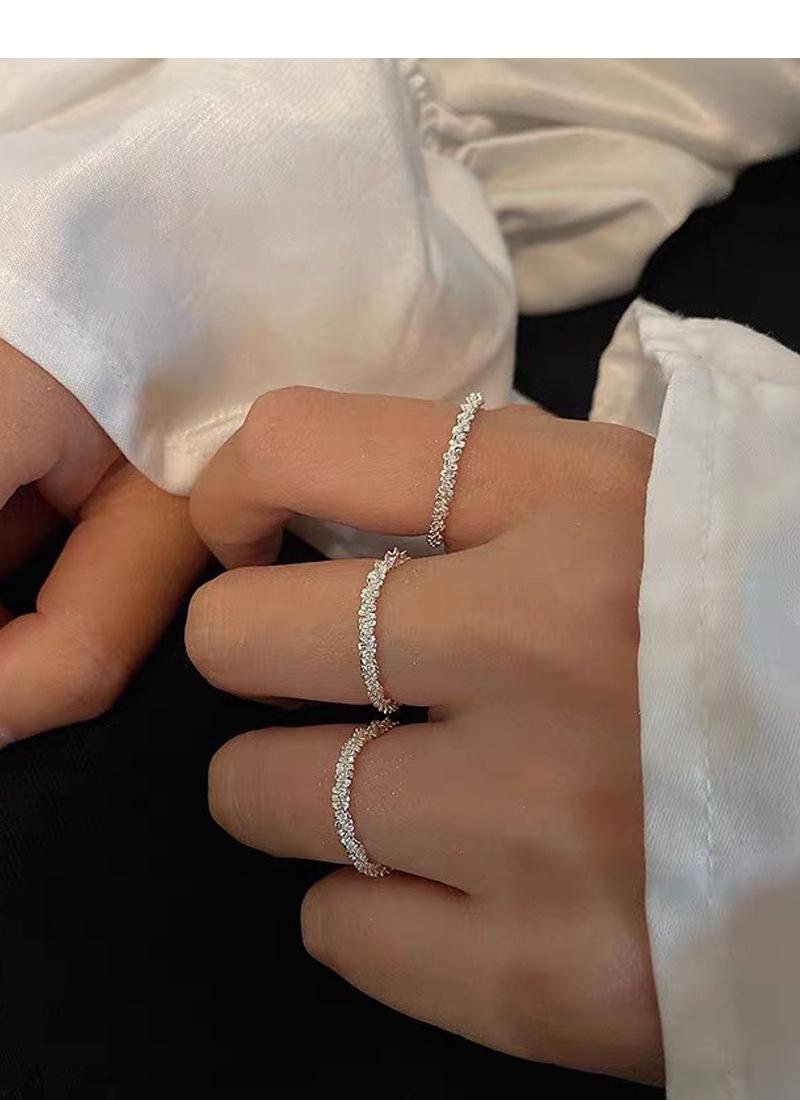 S925 Sterling Silver Sparkling Plain Band Stackable Ring for Women - 504(45%)