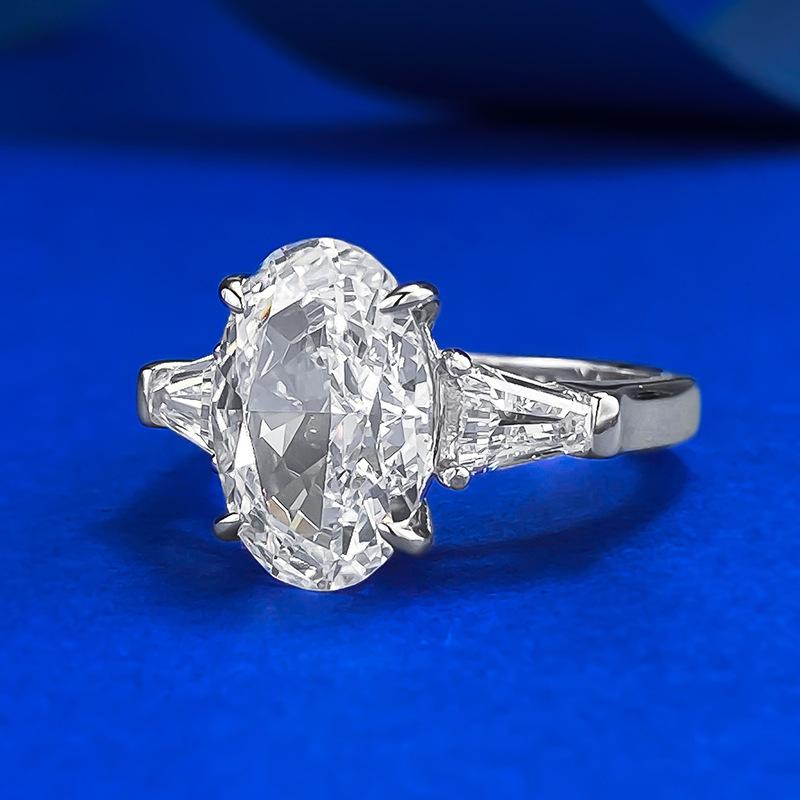 NO.042 S925 silver oval ice flower cut Ring 8*12mm 8A cubic zirconia ring fashion jewelry accessory woman girl promise ring Springtok