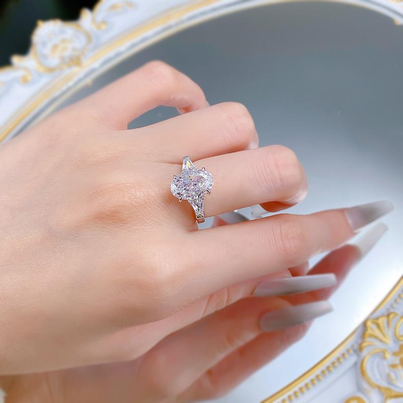 NO.042 S925 silver oval ice flower cut Ring 8*12mm 8A cubic zirconia ring fashion jewelry accessory woman girl promise ring Springtok
