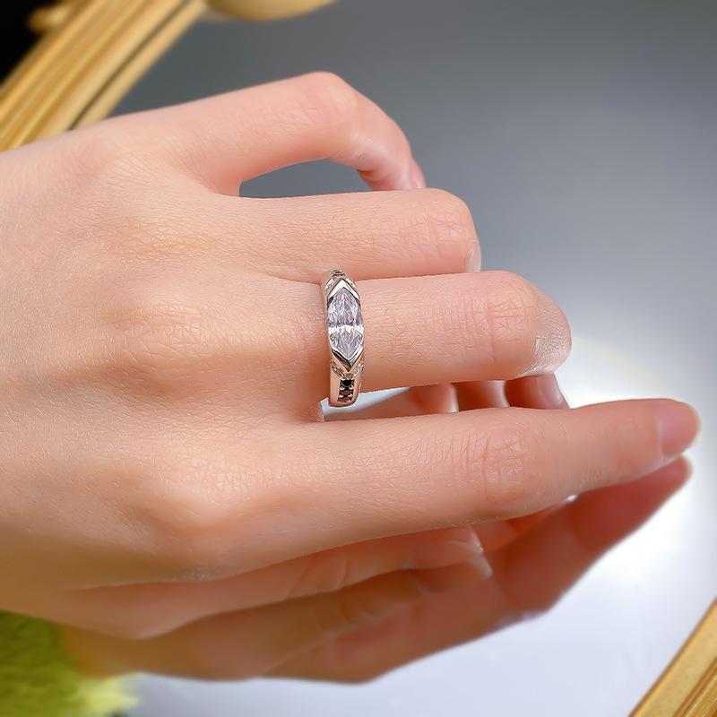 S925 Sterling Silver Marquise Cut Horse Eye Ring 5*10mm 6A Cubic Zirconia Ring fashion jewelry accessory woman girl promise ring-412(35%)