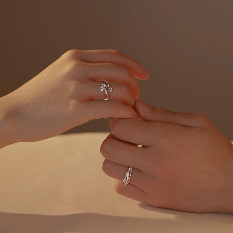 S925 Sterling Silver Thorns and Roses Couple Open Ring - 543 weddingring(45%)