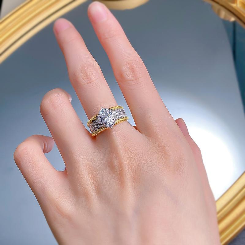 NO.059 S925 Silver Wind Band Oval Cut Ring 6 * 8mm 6A Cubic Zirconia Ring fashion jewelry accessory woman girl promise ring Springtok