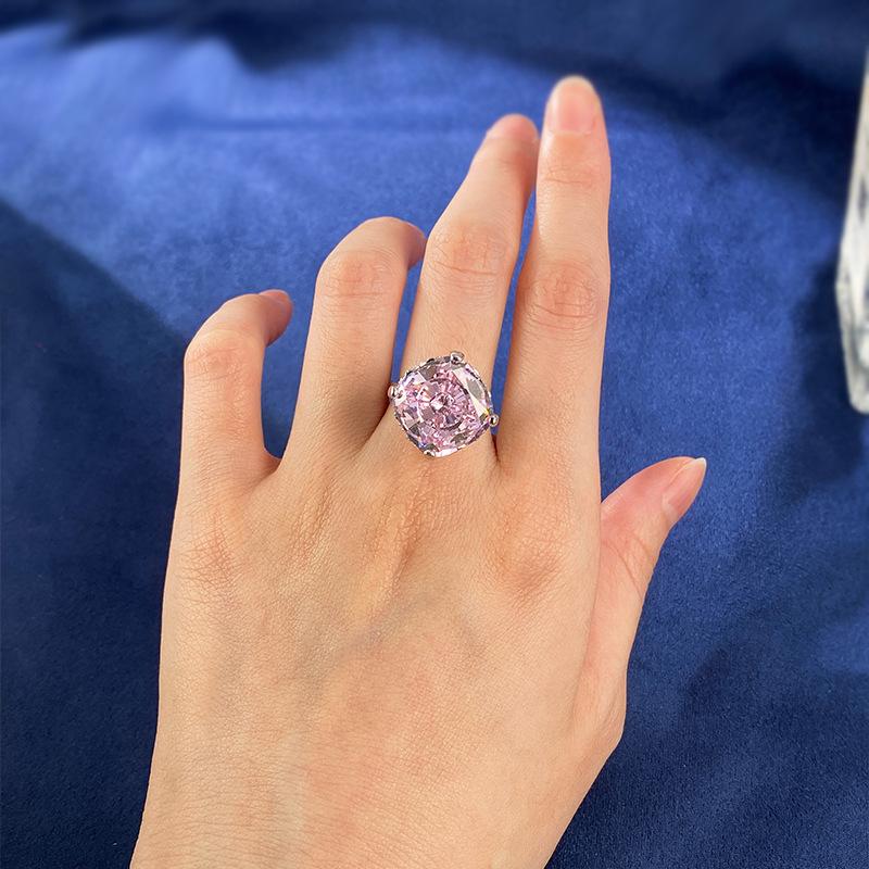 NO.020 S925 Sterling Silver Radian Cut High Carbon Ring 15*15 8A Cubic Zirconia Ring fashion jewelry accessory woman girl promise ring Springtok