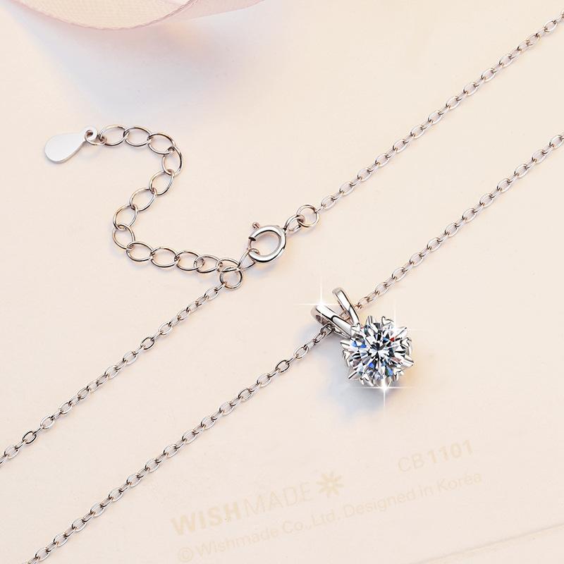 NO.194 S925 Sterling Silver Snowflake Necklace Synthetic Moissanite Necklace Birthday Gift Minimalist Pendant Necklace Springtok