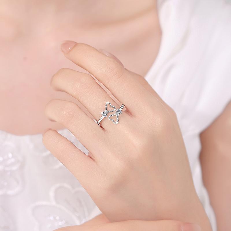 NO.143 S925 Sterling Silver Twisted String Ring Synthetic Moissanite Ring fashion jewelry accessory woman girl promise ring Springtok