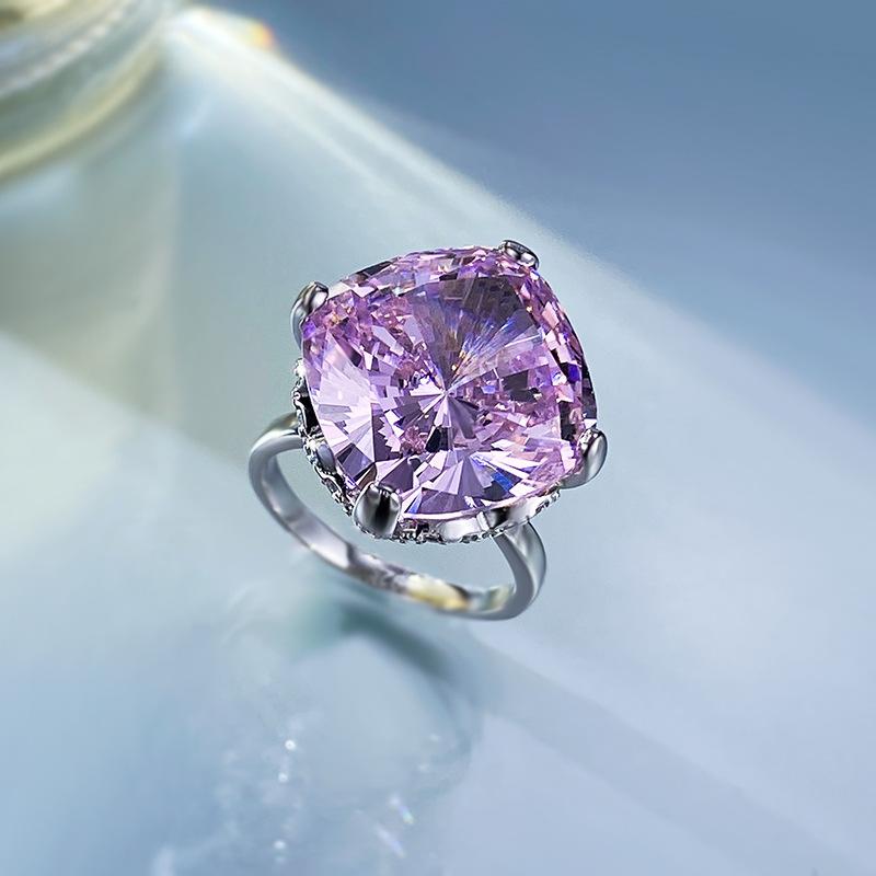 NO.020 S925 Sterling Silver Radian Cut High Carbon Ring 15*15 8A Cubic Zirconia Ring fashion jewelry accessory woman girl promise ring Springtok