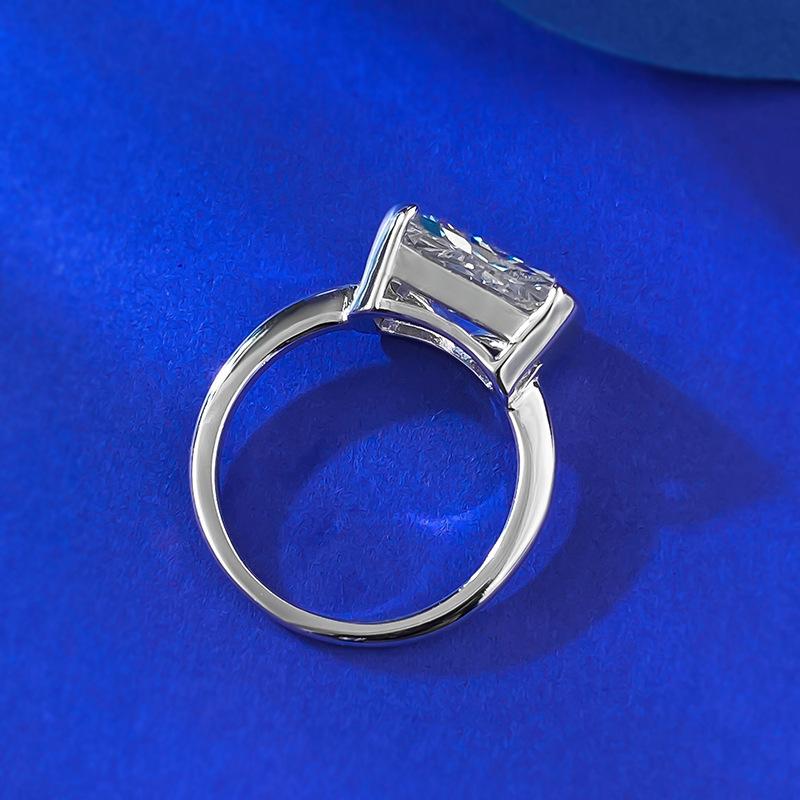 NO.012 S925 Sterling Silver Ice Flower cut rectangular ring 7*11mm 8A cubic zirconia ring fashion jewelry accessory woman girl promise ring Springtok