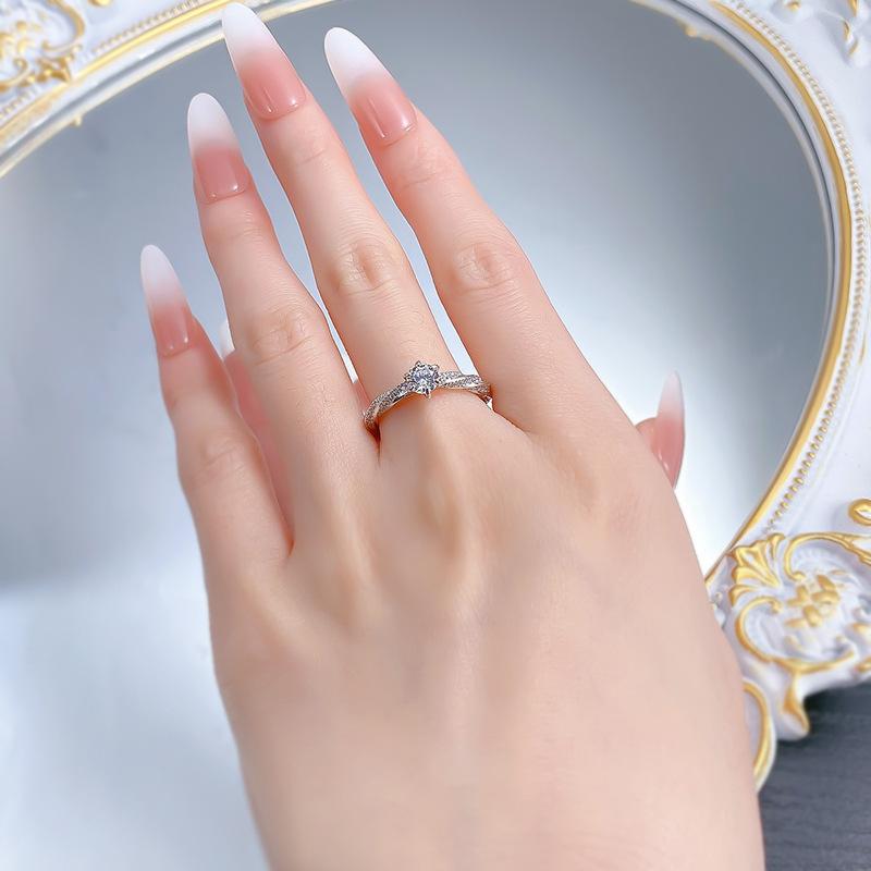 S925 Sterling Silver Six-claw Cut Ring 5mm 6A Cubic Zirconia Ring(35%)