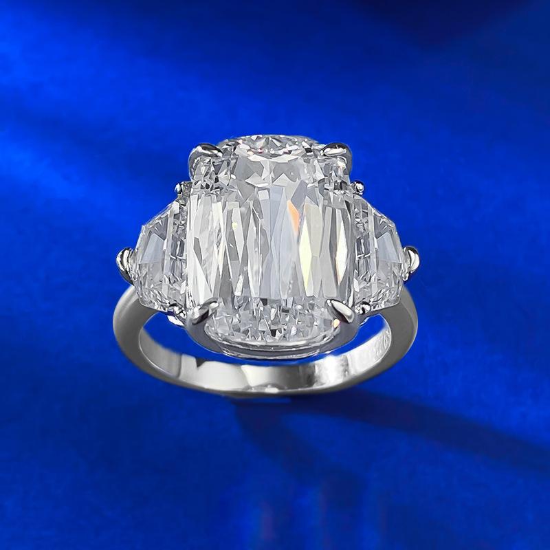 NO.048 S925 Silver Fat Square Prism Cut Ring 10 * 14mm 8A Cubic Zirconia Ring fashion jewelry accessory woman girl promise ring Springtok