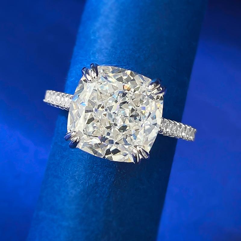 NO.023 S925 Sterling Silver Ice Flower Cut Square Ring 10*10mm 8A Cubic Zirconia Ring fashion jewelry accessory woman girl promise ring Springtok