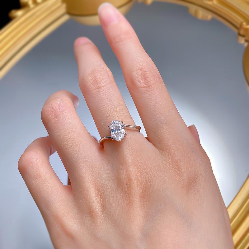 NO.050 S925 Sterling Silver Oval Cut Oval Ring 6*9 6A Cubic Zirconia Ring fashion jewelry accessory woman girl promise ring Springtok