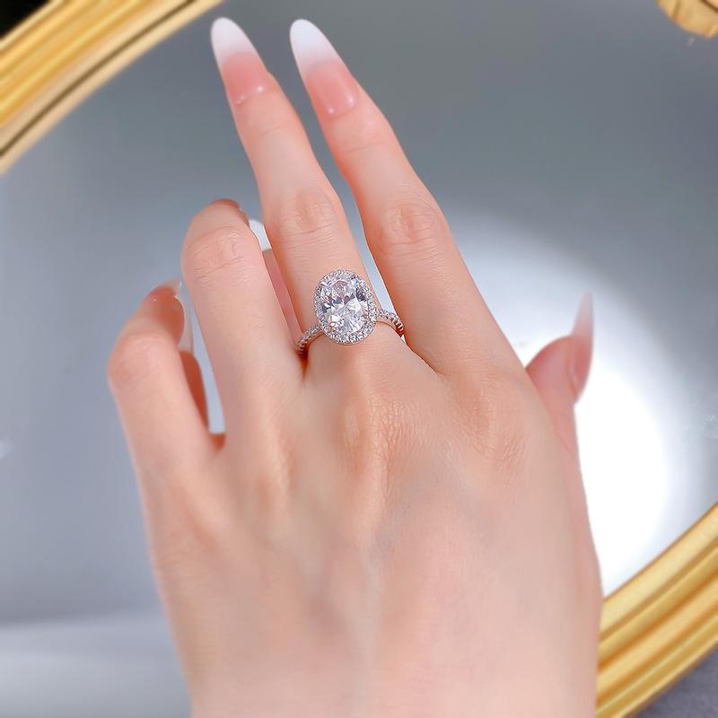 NO.045 S925 Sterling Silver Oval Cut Pigeon Eggs Ring 8*12 6A Cubic Zirconia Ring fashion jewelry accessory woman girl promise ring Springtok