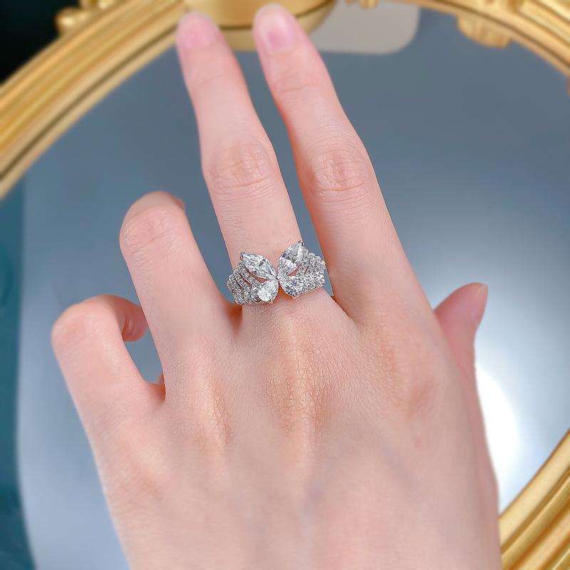 NO.226 S925 Silver Horse Eye Cut Phantom Butterfly Ring 6A Cubic Zirconia Ring fashion jewelry accessory woman girl promise ring Springtok