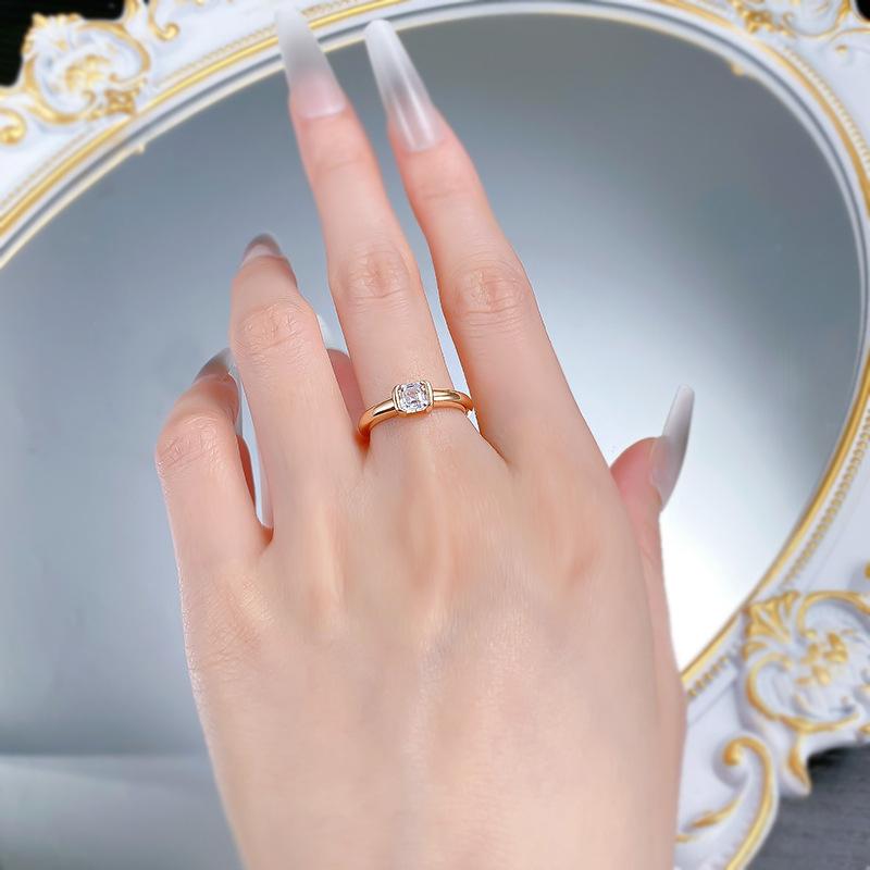 S925 Sterling Silver Rectangular Cut Rock Sugar Ring 5*5mm 6A Cubic Zirconia Ring-369(35%)