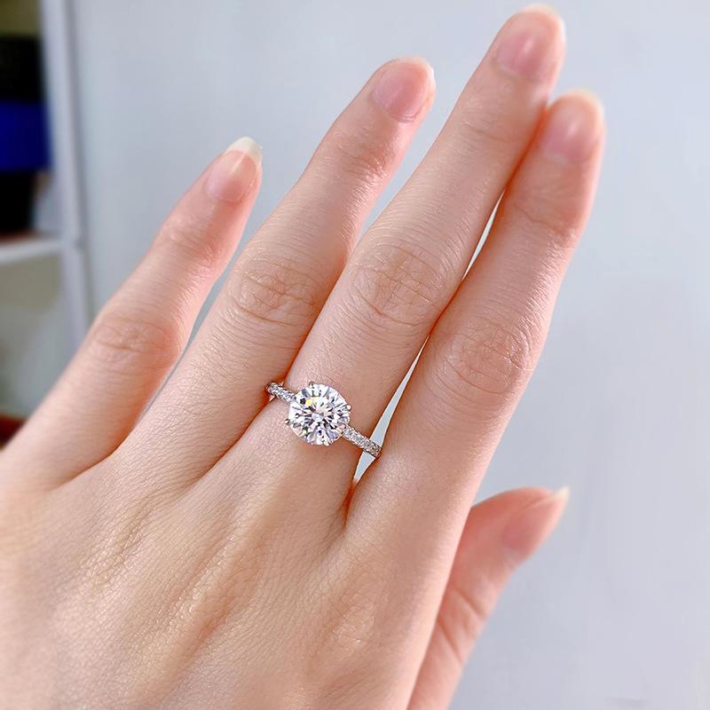 NO.081 S925 Sterling Silver Eight Arrows And Eight Hearts Cut Round Ring 8mm 6A Cubic Zirconia Ring fashion jewelry accessory woman girl promise ring Springtok