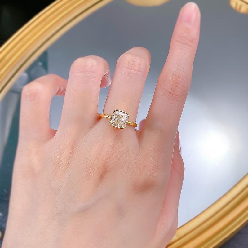 NO.019 S925 Sterling Silver Radian cut Small Rock Candy Stud Earrings 7 * 7mm 8A Cubic Zirconia Ring fashion jewelry accessory woman girl promise ring Springtok