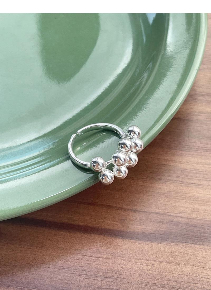 S925 Sterling Silver Simple Grape Cluster Ring for Women with Round Beads - 533(45%)
