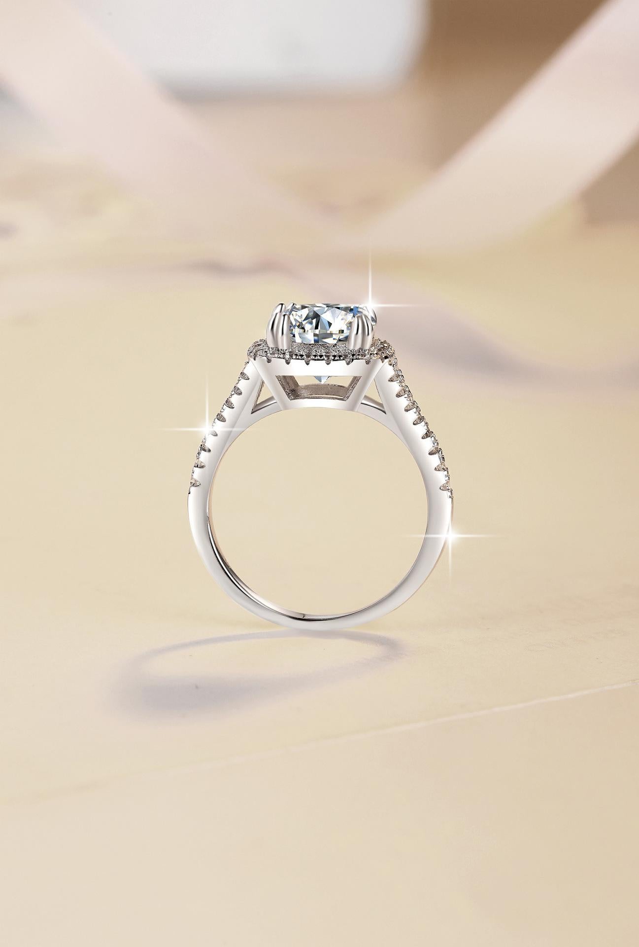 8A Cubic Zirconia S925 Sterling Silver V-Shaped Cushion Square Ring 4Carat-466(25%)