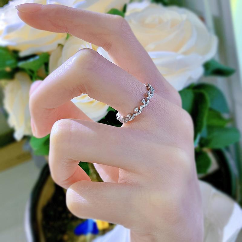 NO.092 S925 Sterling Silver Lace Ring 6A Cubic Zirconia Ring fashion jewelry accessory woman girl promise ring Springtok