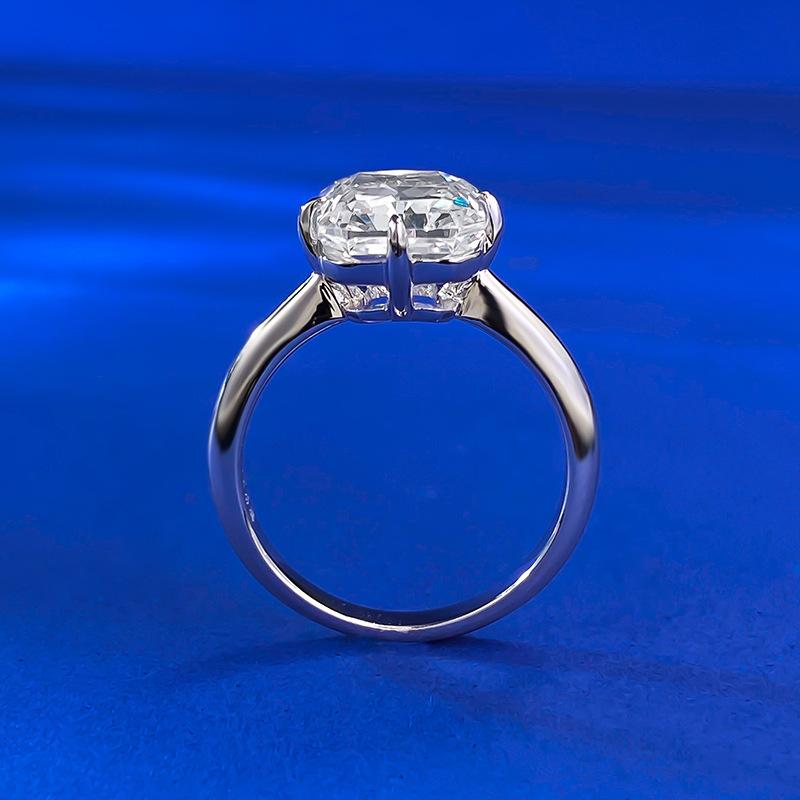 NO.007 S925 Sterling Silver Ice Flower Cut Square Ring 8*10mm 8A Cubic Zirconia Ring fashion jewelry accessory woman girl promise ring Springtok