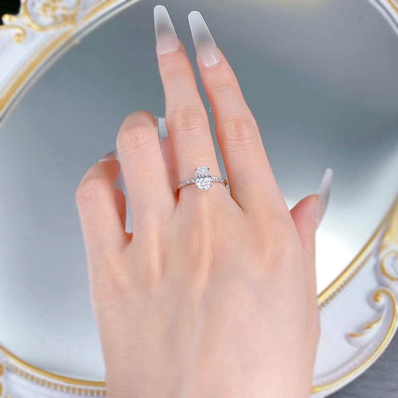 NO.051 S925 Sterling Silver Oval Cut Oval Ring 6*9mm 6A Cubic Zirconia Ring fashion jewelry accessory woman girl promise ring Springtok