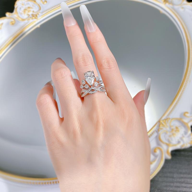 NO.231 S925 Sterling Silver Oval Cut Pear-Shaped Water Drop Ring 8x12mm 6A Zirconia for Women, Daily Life, Birthday, Engagement, and Gift fashion jewelry accessory woman girl promise ring Springtok