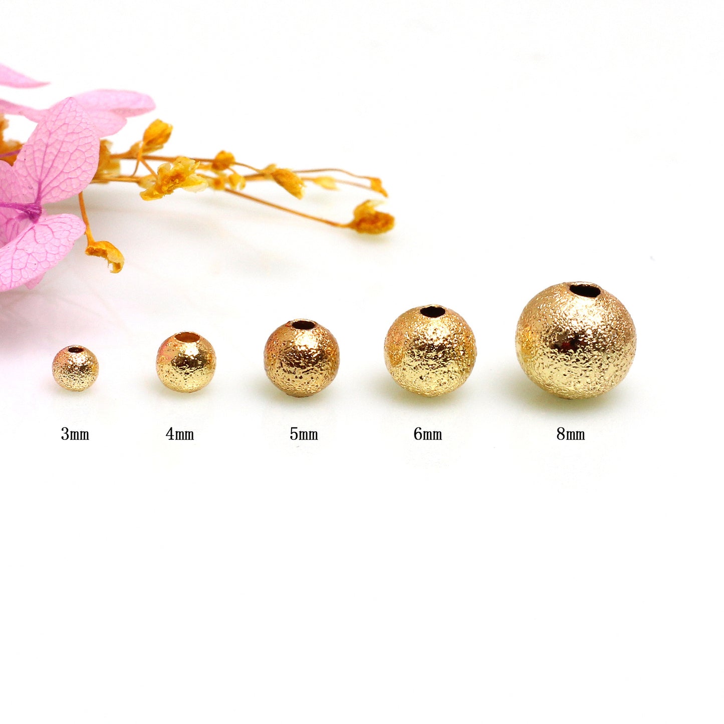 Frosted Copper Beads For Jewelry DIY，Covered by 14/18K Real Gold Or Silver