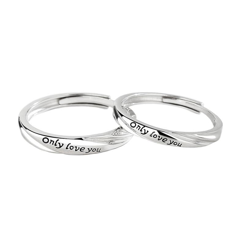 S925 Sterling Silver casual English Letter Couple Ring-557 jewellery  with  meaning(45%)