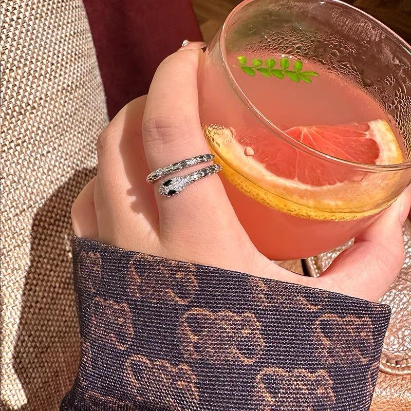 S925 Sterling Silver Snake Ring for Women, Adjustable Open Design - 628(45%)