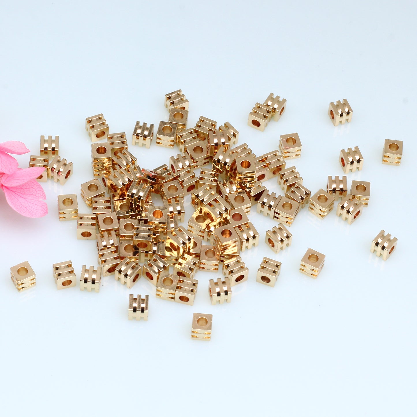 Three Layers Of Square Copper Beads For Jewelry DIY，Covered by 14/18K Real Gold Or Silver