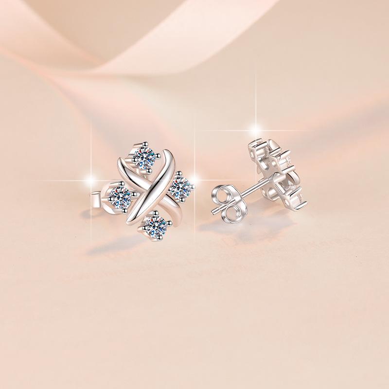 NO13. 925 Sterling Silver Little Windmill Earrings Synthetic Moissanite Earrings