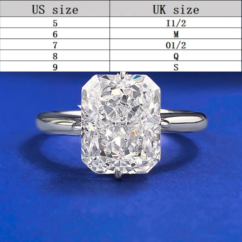 S925 Sterling Silver Ice Flower Cut Square Ring 8*10mm 8A Cubic Zirconia Ring fashion jewelry accessory woman girl promise ring-379(35%)
