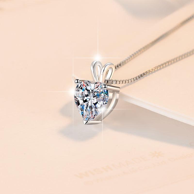 925 Sterling Silver Heart-shape Necklace Synthetic Moissanite Birthday Gift Minimalist Pendant Necklace-333(35%)
