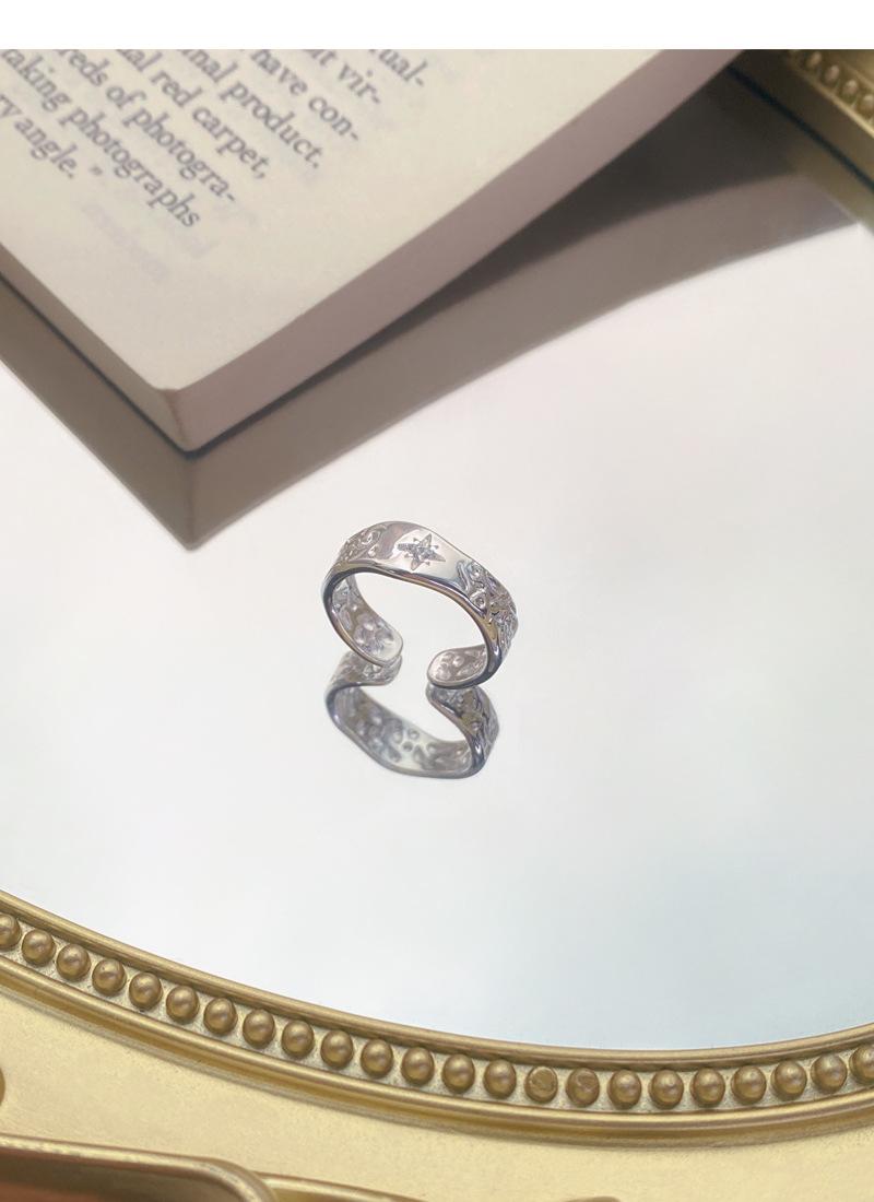 S925 Sterling Silver Irregular Texture Finger Ring for Women - 491(45%)