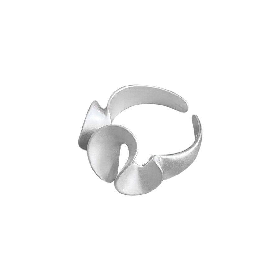 S925 Sterling Silver Irregular Rotating Irregular Shape Frosted Ruffled Pleated Index Finger Ring For Women -551(45%)
