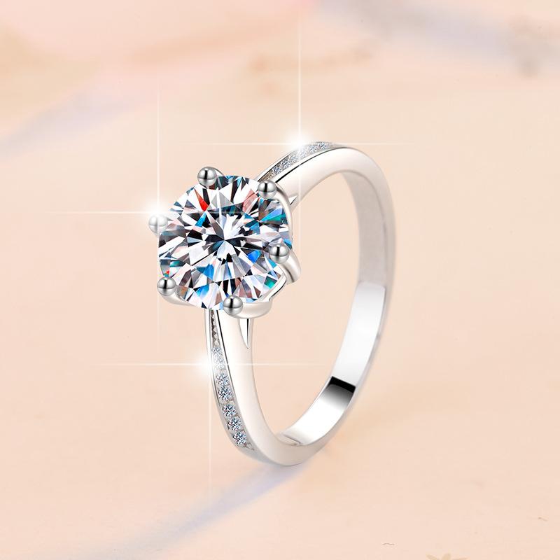 S925 Sterling Silver Six-claw Ring Synthetic Moissanite Ring 1Carat-286(35%)
