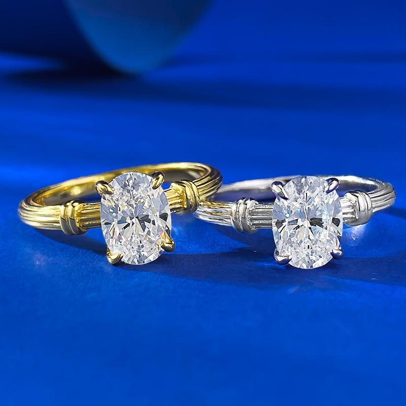 S925 Sterling Silver Oval Cut Oval Ring 6*8mm 6A Cubic Zirconia Ring-349(35%)