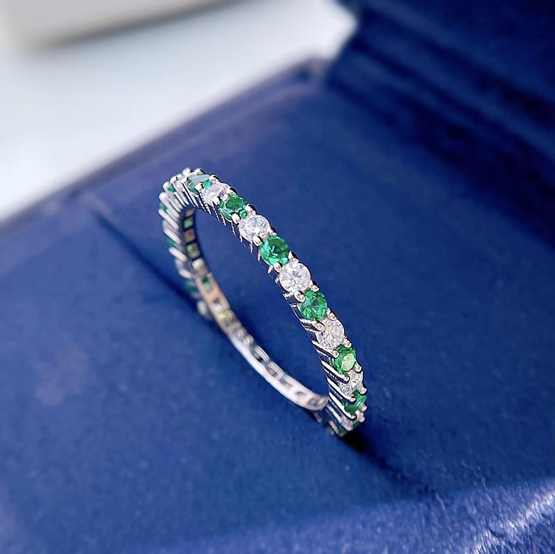 S925 Sterling Silver Color Fine Row Band Ring 6A Cubic Zirconia Ring fashion jewelry accessory woman girl promise ring-129(35%)