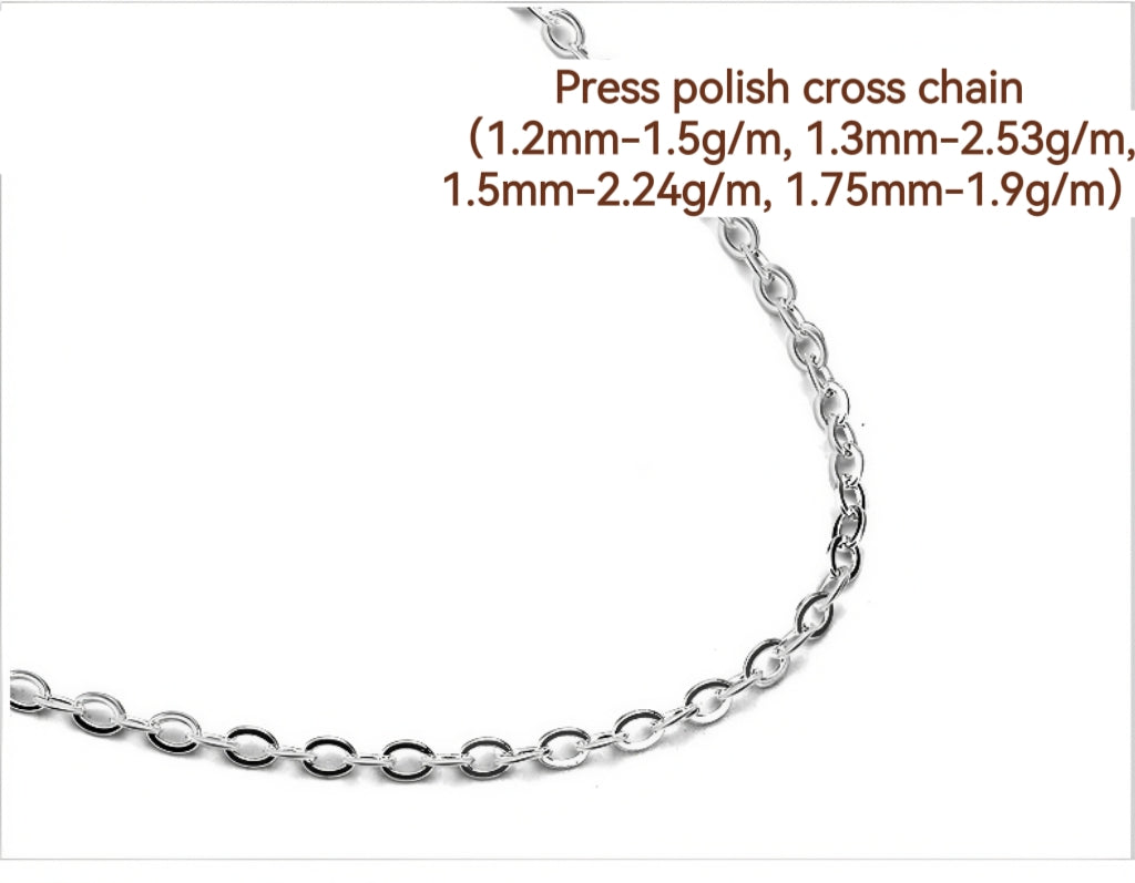 S925 Sterling Silver Chain For DIY Jewelry (Semi-finished，Length 1 m/About 3.28 ft)