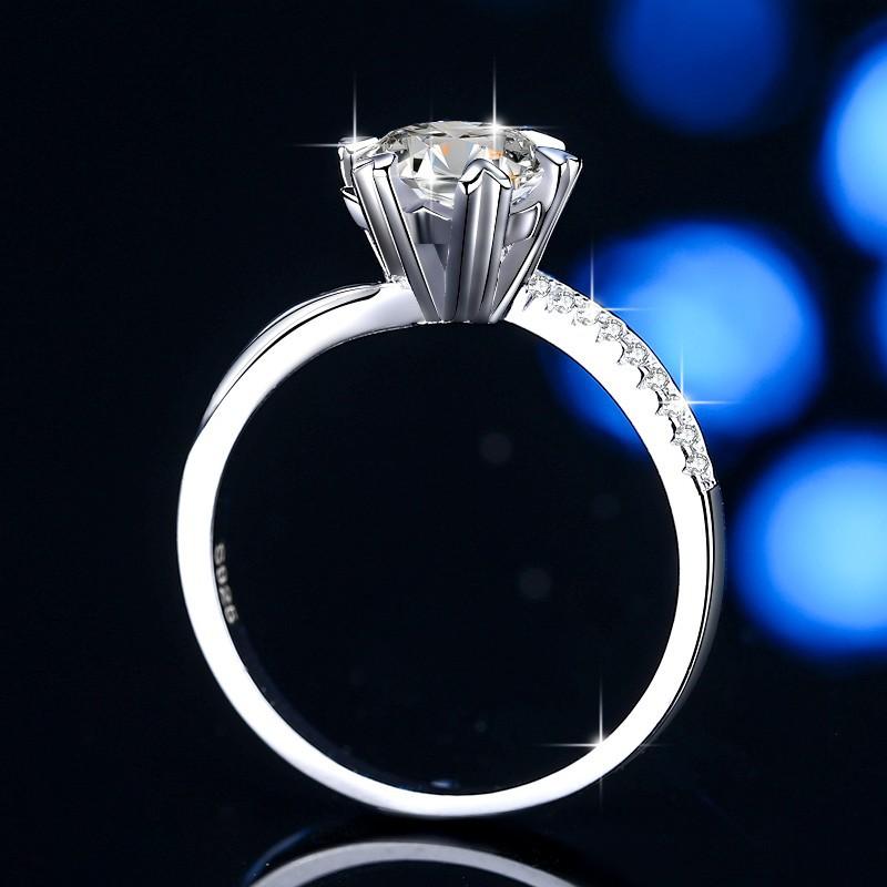S925 Sterling Silver Swing Arm Snowflake Ring/2 Carat/ Synthetic Moissanite Ring fashion jewelry accessory woman girl promise ring-194(35%)