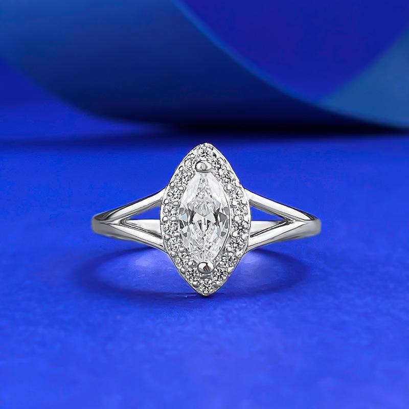S925 Sterling Silver Marquise Horse Eye Ring 4*8mm 6A Cubic Zirconia Ring-198(35%)
