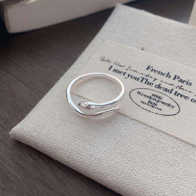 S925 Sterling Silver Snake Simple Shape Ring for Women - 503(45%)