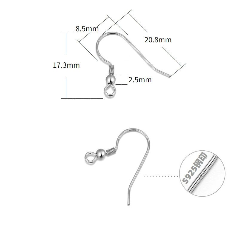 925 sterling silver ear hook, handmade DIY accessory material (2 pairs)