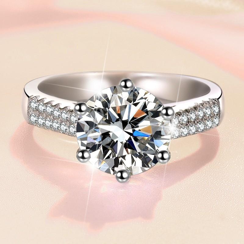 S925 Sterling Silver Six-claw Crown Ring Synthetic Moissanite Ring 3Carat-292(35%)