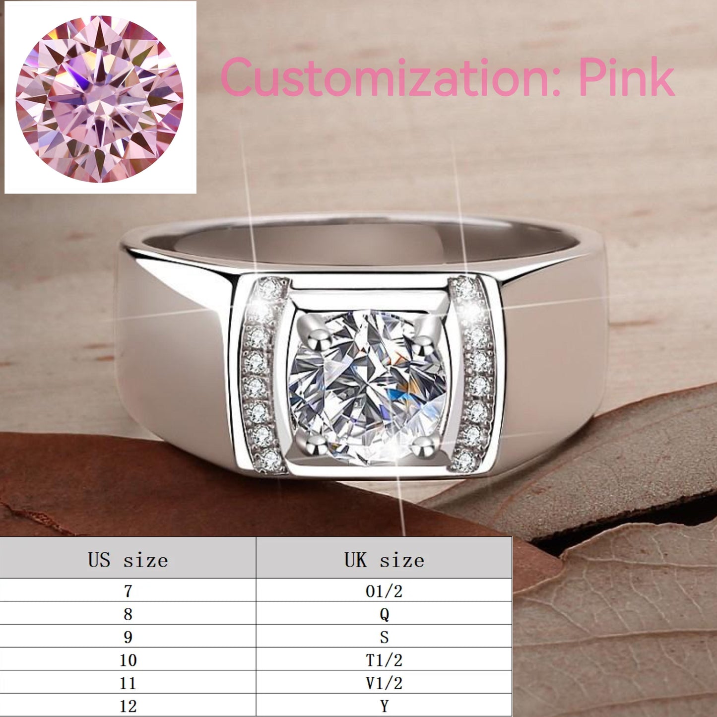 S925 Sterling Silver Man's Ring Inlaid with Super Flash Synthetic Moissanite elegant luxury daily life engagement ring-109(35%)