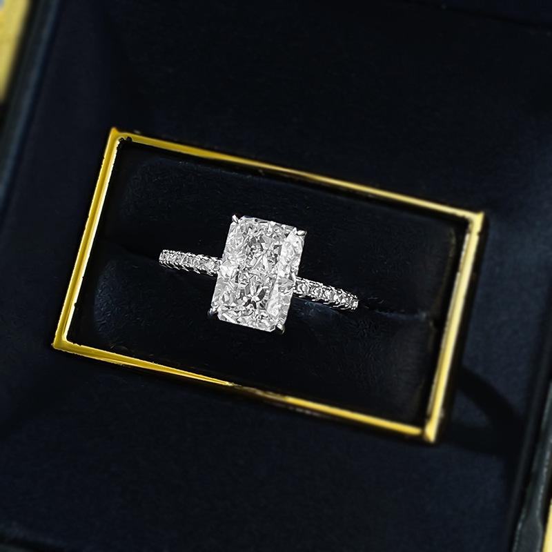 S925 Sterling Silver Rectangular 7*10mm 6A Cubic Zirconia Ring-437 custom  engagement  ring(25%)