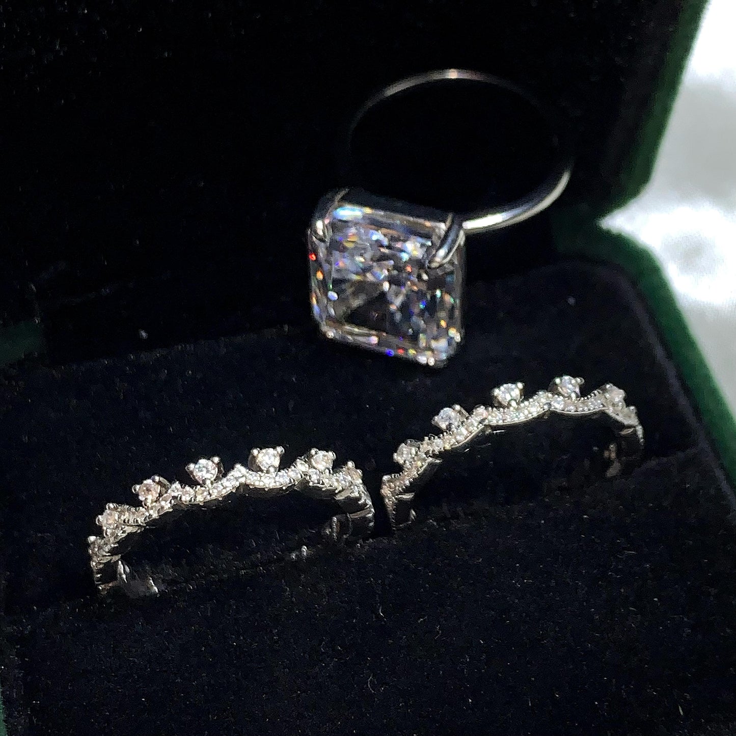 S925 Sterling Silver Ice Flower Cut Square Ring 12*14mm 8A Cubic Zirconia Ring fashion jewelry accessory woman girl promise ring-219(35%)