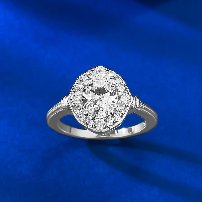 S925 Sterling Silver Oval Pigeon Egg 6*8mm 6A Cubic Zirconia Ring-420(25%)