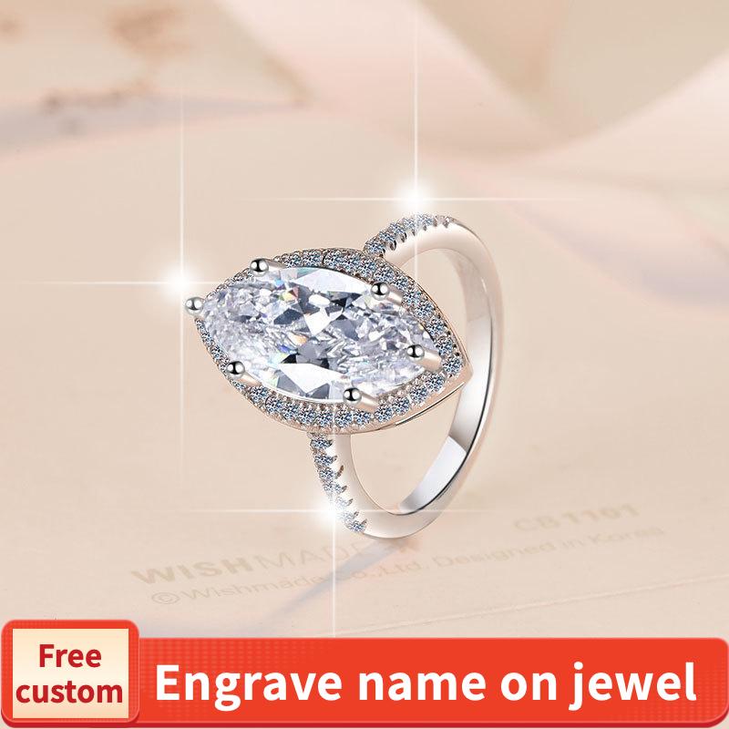 S925 Sterling Silver Horse Eye Ring Synthetic Moissanite Ring fashion jewelry accessory woman girl promise ring-172(1%)